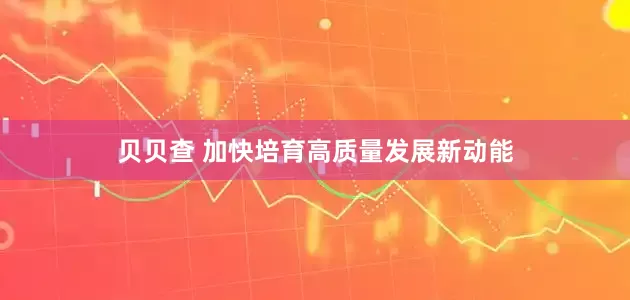 贝贝查 加快培育高质量发展新动能